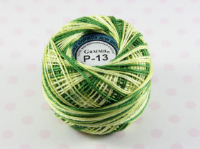 Пряжа Ирис меланж 100% хлопок 10г 82м Р-13 зелёный-желтый