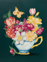 Кристальная ( алмазная) мозаика  " ФРЕЯ" ALPD- 051 на подрамнике " Цветочный чай" 30 х 40 см