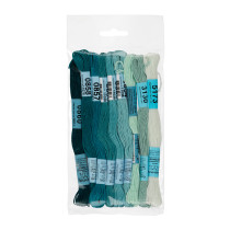 Нитки для вышивания Gamma набор мулине № 10 100% хлопок 9 цв. x 8 м Морская волна